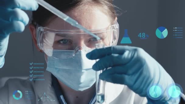 Farmakeft Laboratorium Chemicznym Pracuje Nad Opracowaniem Nowych Leków Leczenia Przemysłu — Wideo stockowe