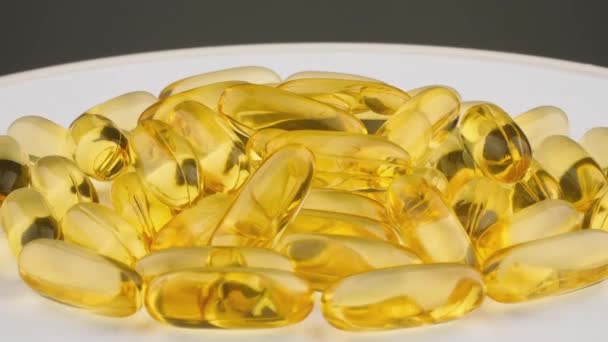 Medicines Nutritional Supplements Vitamin Fish Oil Omega Fatty Acids Pills — Stock Video