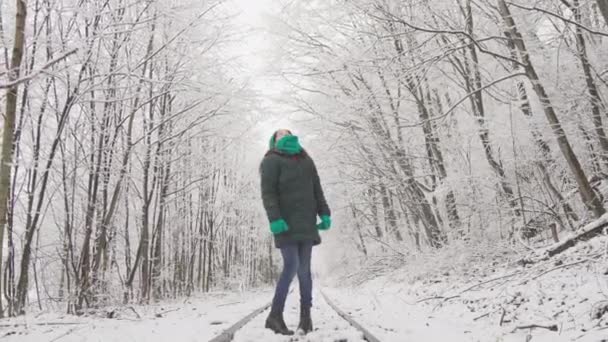 Passeio Pela Floresta Inverno Torna Uma Verdadeira Viagem Para Esta — Vídeo de Stock