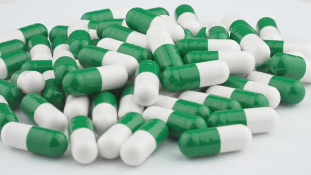 Geneesmiddelen Voedingssupplementen Ontdek Wereld Van Geneesmiddelen Gezondheid Witte Groene Tabletten — Stockvideo