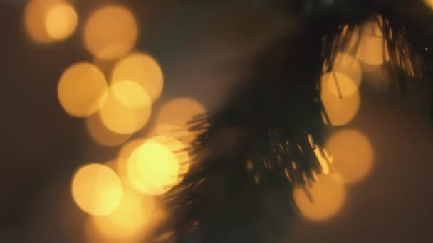 Свет Рождественских Лампочек Создает Уникальную Праздничную Атмосферу Блеск Абстракция Этого — стоковое видео
