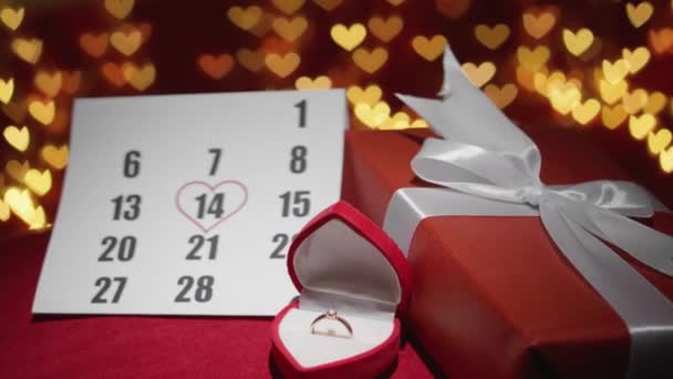 Magie Amour Des Dons Sur Tissu Rouge Paquet Cadeau Une — Video