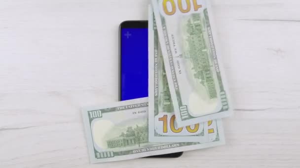 Używanie Smartfona Transakcji Finansowych Bankowość Kieszeni Ekran Klucza Chroma Reklam — Wideo stockowe