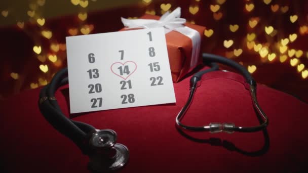 Medical Industry Celebrates Valentines Day Stethoscope Hearts Valentines Day Hospitals — Vídeo de stock