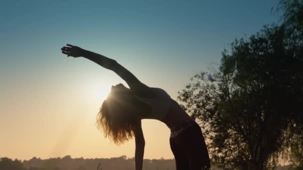 Snelle Ontwikkeling Zelfontdekking Yoga Oefeningen Het Natuurlijke Landschap Die Helpen — Stockvideo