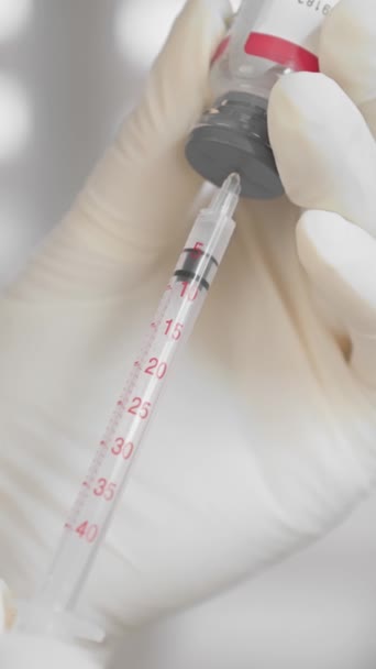 Beautician Draws Botox Syringe Butulin Injection Preparation Cosmetic Procedure Beauty — Stock Video