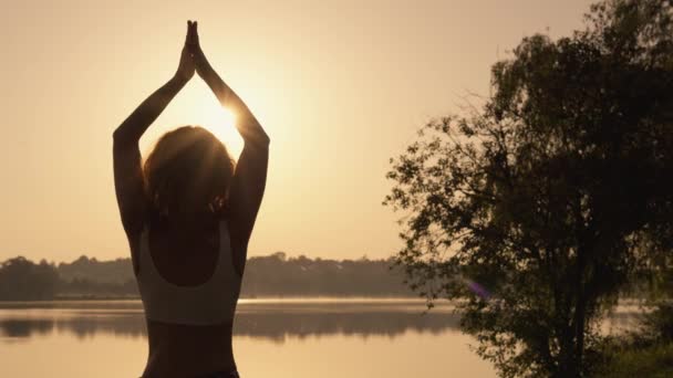 Mantenere Armonia Tranquillità Una Pratica Yoga Mattutina All Aperto Che — Video Stock