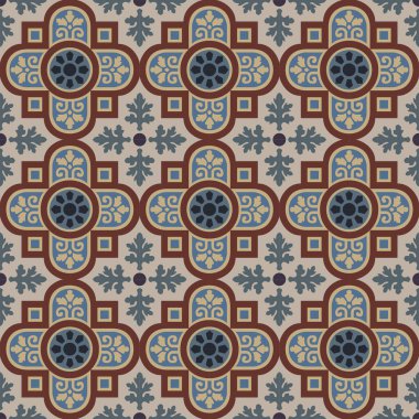 Seramik fayanslar. Hidrolik Portekiz seramik tasarımı. Çiçek süsü..