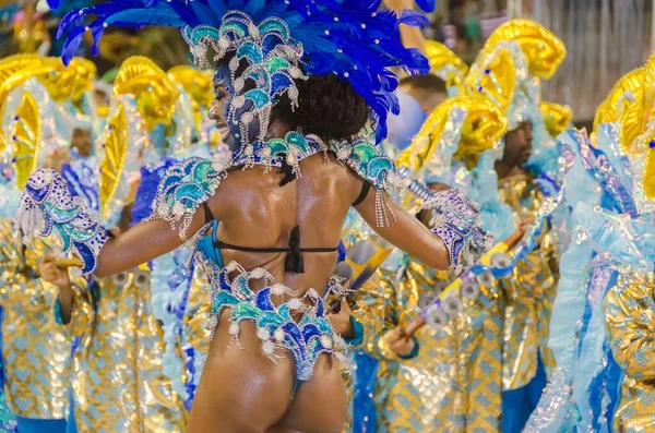 Karneval Santos City Brazílie Bubnová Královna Tančí Před Muzikanty Přehlídka — Stock fotografie