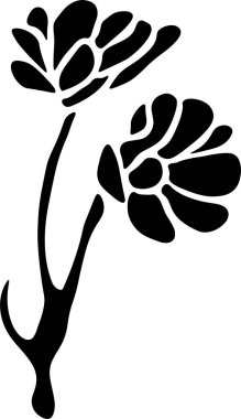 Flower Vector Stencil, Black and White