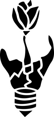 Flower Vector Stencil, Black and White