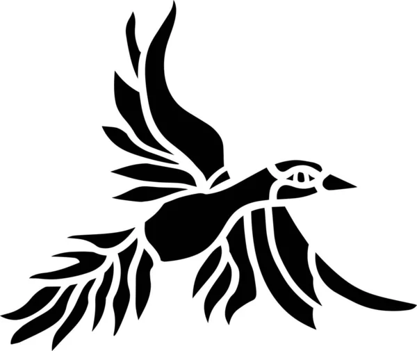 Bird Vector Stencil Black White — Stockvector
