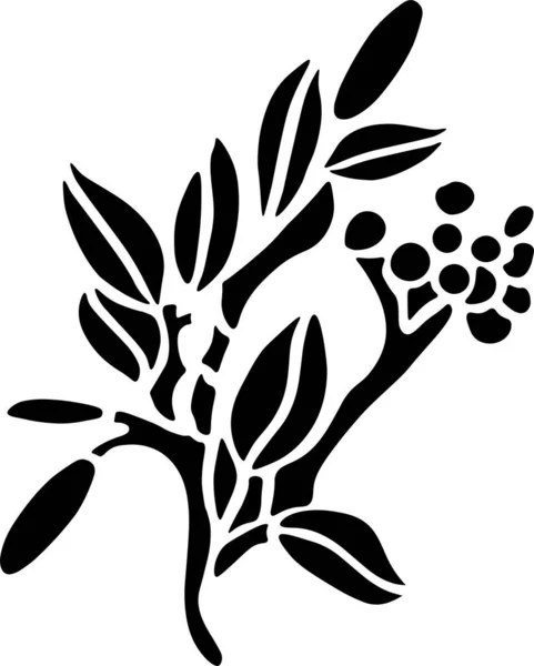 Plant Vector Stencil Black White — Stock Vector