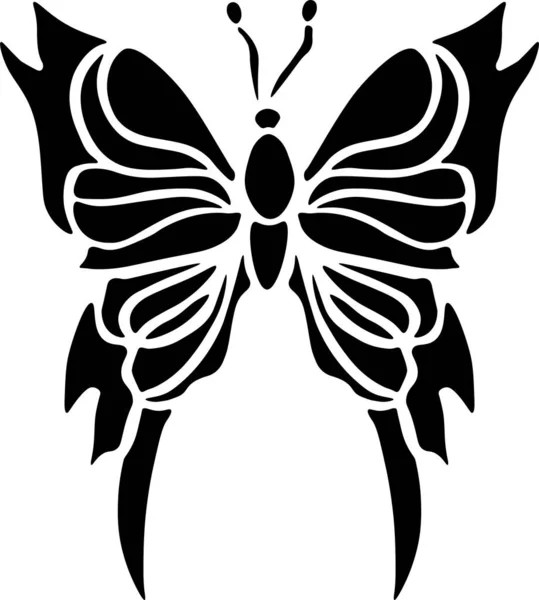 Butterfly Vector Stencil, Black and White