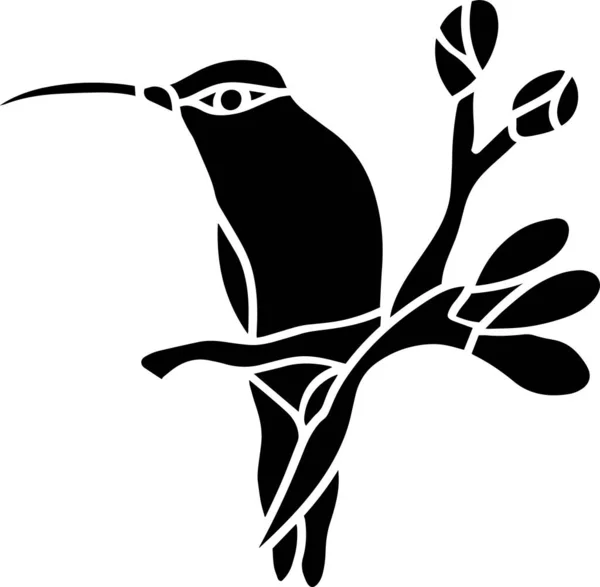 Kolibri Vektorschablone Schwarz Und Weiß — Stockvektor