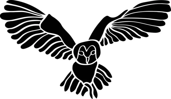 Owl Vector Stencil Black White — Stockvector
