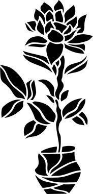 Flower Vector Stencil, Black and White
