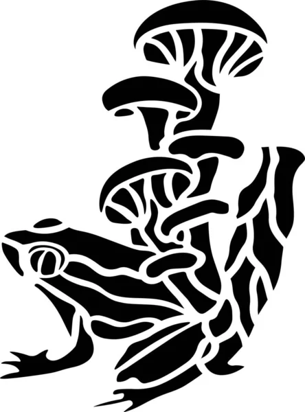 Frog Vector Stencil, Black and White