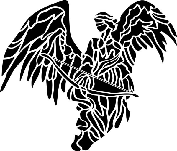 Cupid Vector Stencil, Black and White