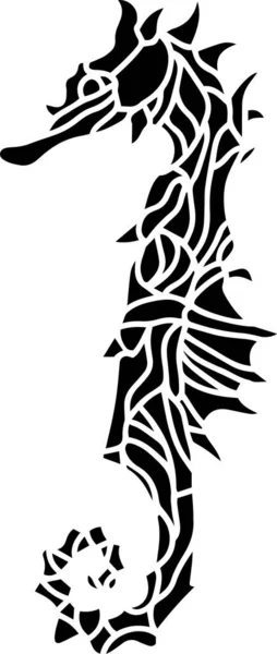 Seahorse Vector Stencil, Black and White
