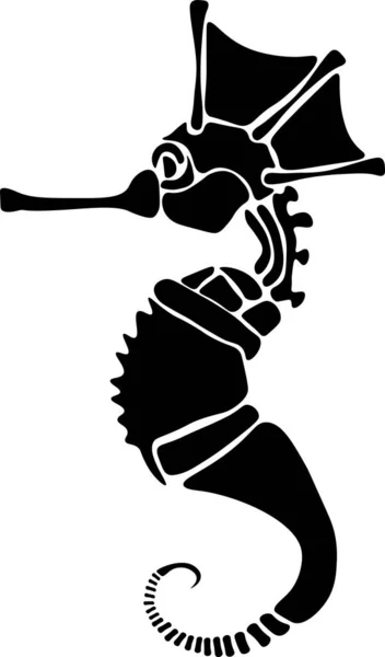Sea Horse Vector Stencil, Black and White