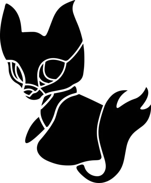 Cat Vector Stencil, Black and White