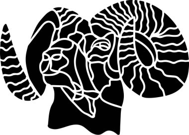 Ram Vector Stencil, Black and White