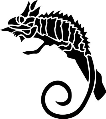 Chameleon Vector Stencil, Black and Whie