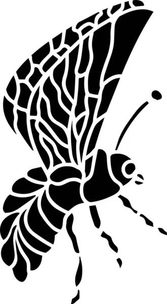 Butterfly Vector Stencil, Black and White