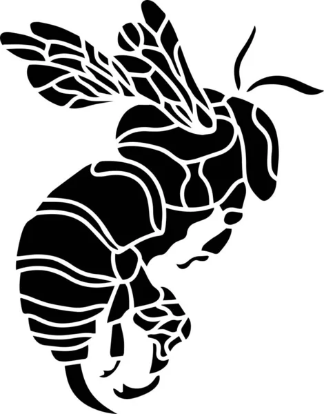 Bee Vector Stencil, Black and White
