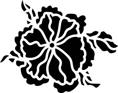 Flowers Vector Stencil, Black and White