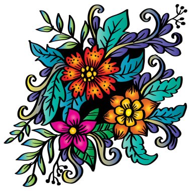 Karalama sanatı çiçekleri çiçeklerle süslenir.