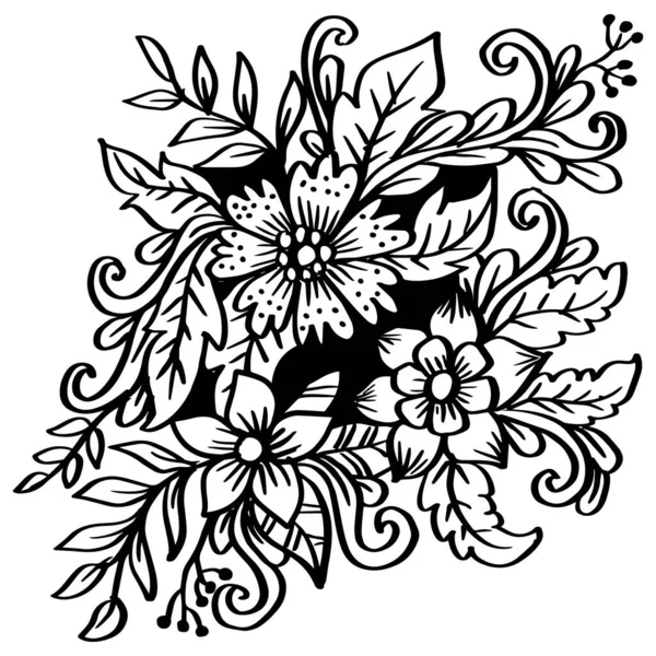 Doodle Arte Flores Zentangle Ilustración Floral — Vector de stock