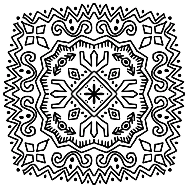 Γραμμή Τέχνη Απρόσκοπτη Μοτίβο Έθνικ Αζτέκων Mandala — Διανυσματικό Αρχείο