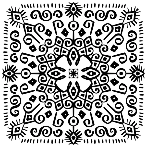 Line Art Seamless Pattern Ethnic Aztec Mandala — стоковий вектор