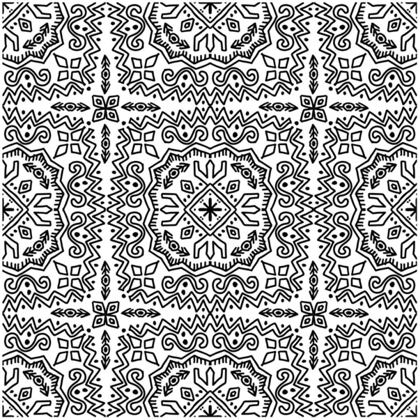 Art Linéaire Motif Sans Couture Ethnique Aztèque Mandala — Image vectorielle