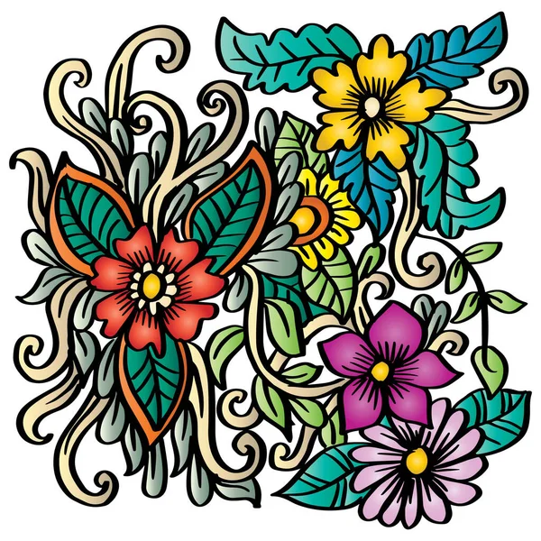 Doodle Τέχνη Λουλούδια Zentangle Floral Εικονογράφηση — Διανυσματικό Αρχείο