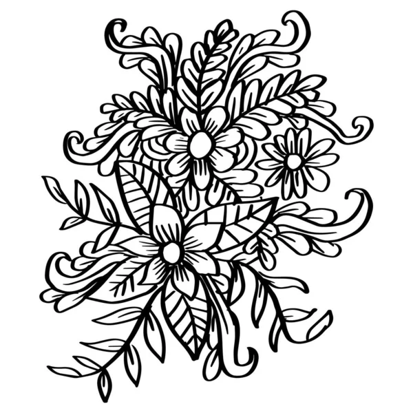 Doodle Art Flowers Zentangle Floral Illustration — Stock Vector