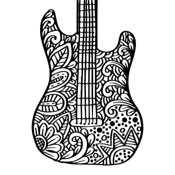 Guitarra Zentangle Arte Dibujo Ilustración — Archivo Imágenes Vectoriales