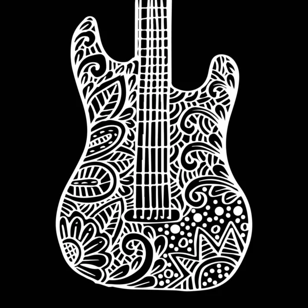 Guitar Zentangle Art Drawing Illustration — Stock Vector