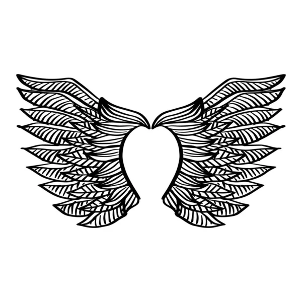 Рука Нарисованная Крыльями Ангелов Зентагл — стоковый вектор