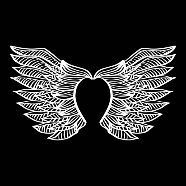 手拉着天使的翅膀Zentangle风格 — 图库矢量图片