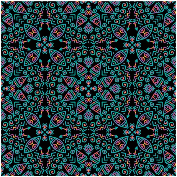 Art Linéaire Motif Sans Couture Ethnique Aztèque Mandala — Image vectorielle
