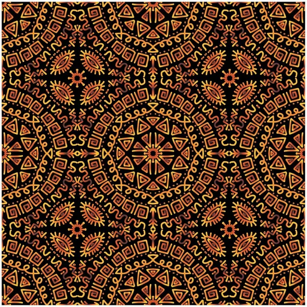 Γραμμή Τέχνη Απρόσκοπτη Μοτίβο Έθνικ Αζτέκων Mandala — Διανυσματικό Αρχείο