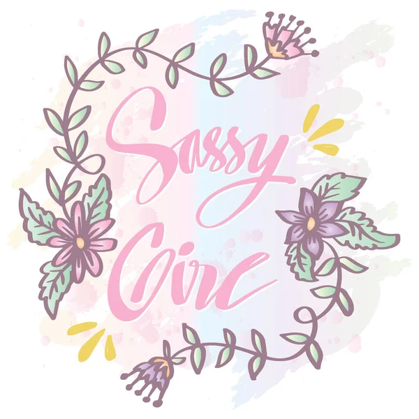 Sassy Girl Lettrage Main Affiche Citations — Image vectorielle