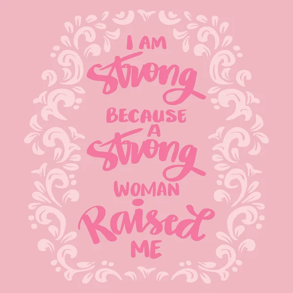 Strong Because Strong Woman Raised Hand Lettering Poster Quotes — Stock Vector