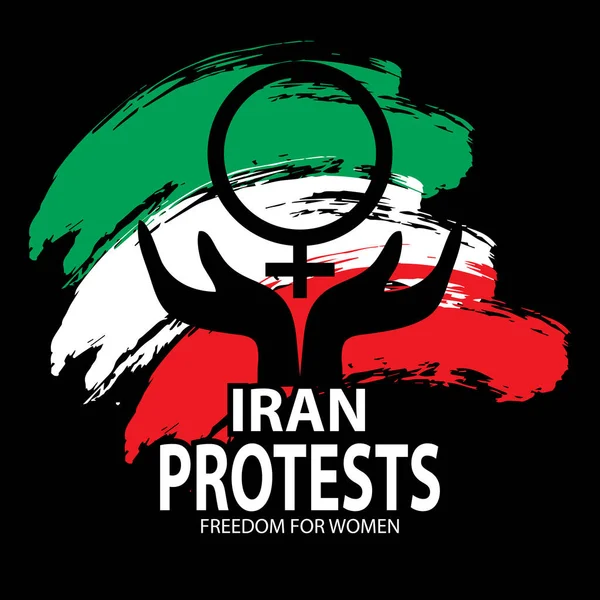Irán Protesta Concepto Diseño Póster — Vector de stock