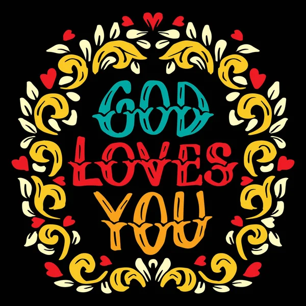 Isten Szeret Téged Kézírással Plakátjegyzések — Stock Vector