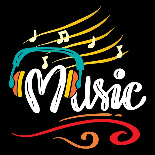 Music Word Hand Lettering Music Logo — Stock Vector
