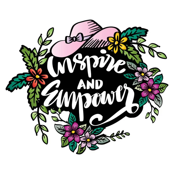 Inspire Empower Hand Lettering Feminism Quote Concept — Stock Vector